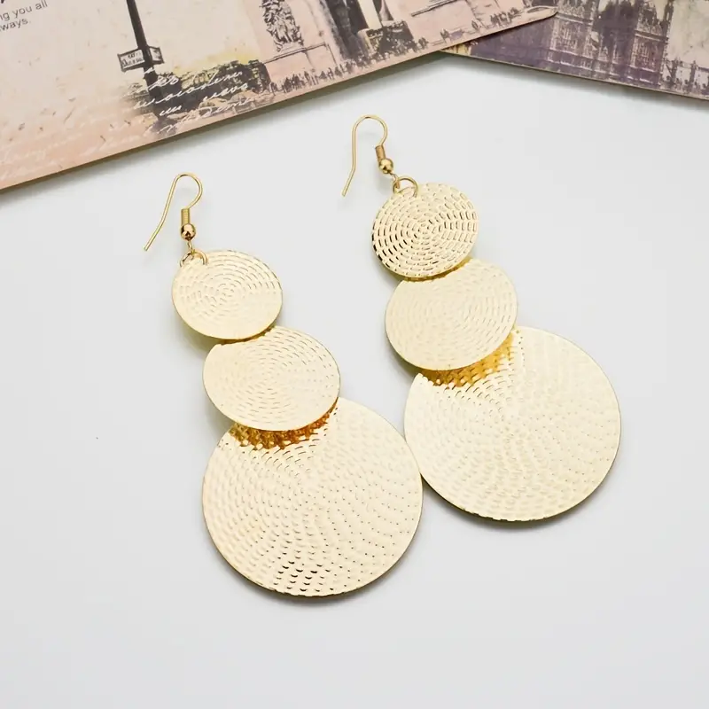 E2416 European And American Popular Ear Accessories Amazon Aliexpress Explosive Personality Round Film Exaggerated Cross-Border Domestic Sales Foreign Trade