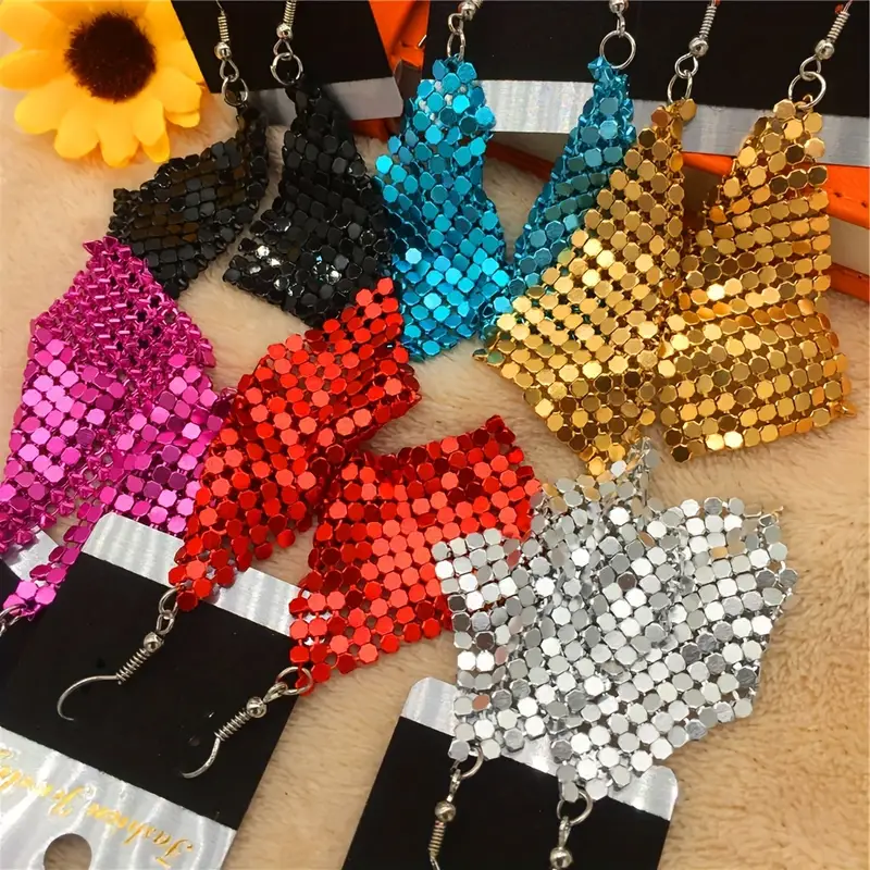 E2403 European And American Cross-Border Earrings Fashion A Variety Of Hipster Metal Exaggerated Fringe Long Popular Elements Earring Hooks Specification drawing