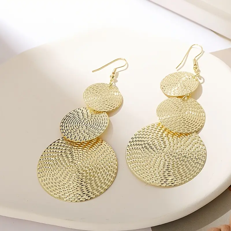 E2416 European And American Popular Ear Accessories Amazon Aliexpress Explosive Personality Round Film Exaggerated Cross-Border Domestic Sales Foreign Trade details Picture