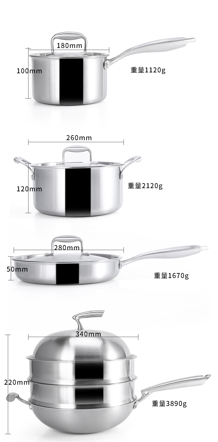 C&E创艺厨具15件不锈钢锅具套装不粘锅炒锅煎锅汤锅蒸锅奶锅漏勺锅铲汤勺粉扒厨房用品简约时尚新款套锅电磁炉明火煤气灶通用详情11