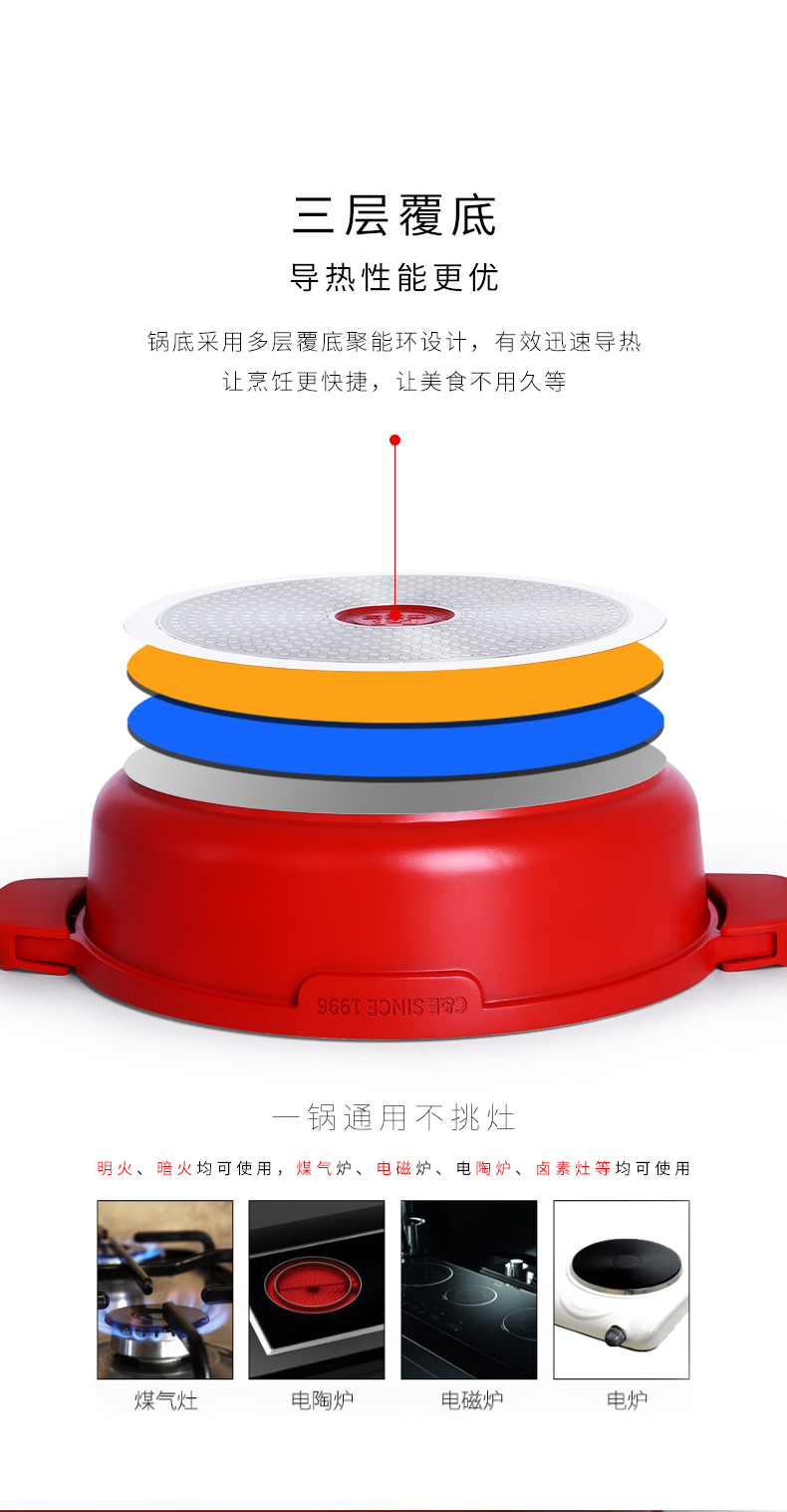 C&E创艺厨具塔吉锅三件套带两锅盖多功能锅铸铝锅具新款时尚厨房用品煲汤火锅焖饭炒饭多用塔吉锅电磁炉明火灶煤气灶通用批发详情13