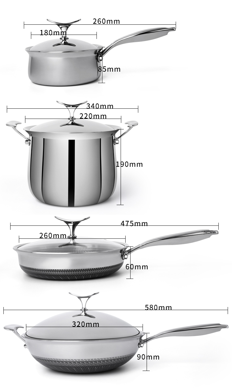 C&E創(chuàng)藝鍋具8件套316不銹鋼煎鍋炒鍋奶鍋湯鍋廚房家用多功能不粘鍋商務(wù)送禮活動福利簡約電磁爐煤氣灶明火灶通用廚房用品詳情2