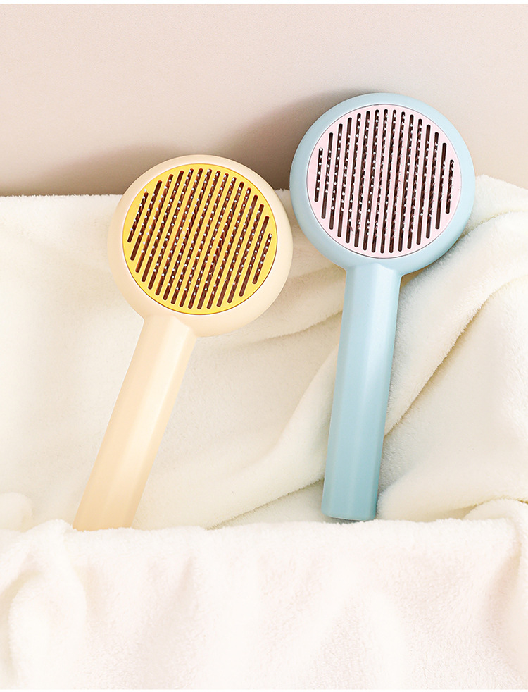 新款旋涡宠物刷不锈钢针梳按摩去浮毛刷一键除毛自洁美容梳宠物用品详情18