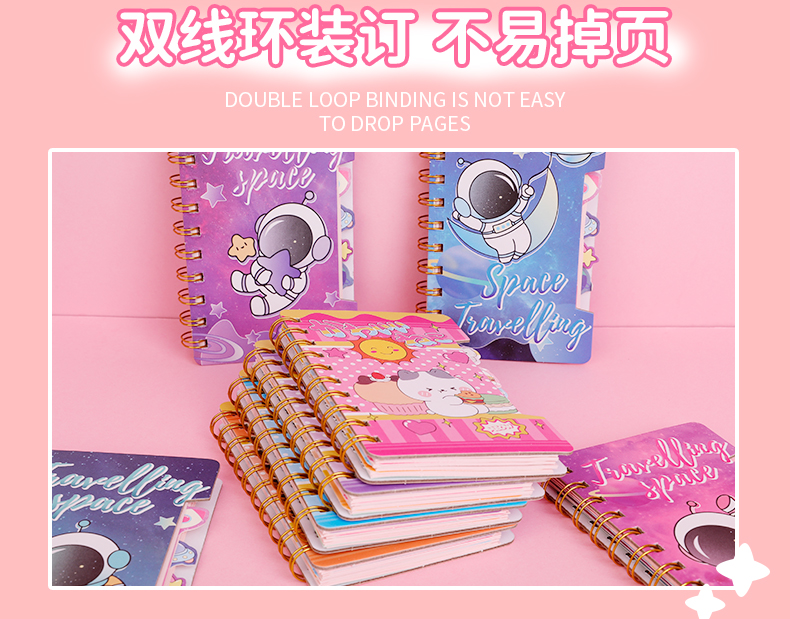 Weibo Stationery Mini Cartoon loose-leaf thickened coil Notebook, cute student notebook, portable office Notepad pic 8