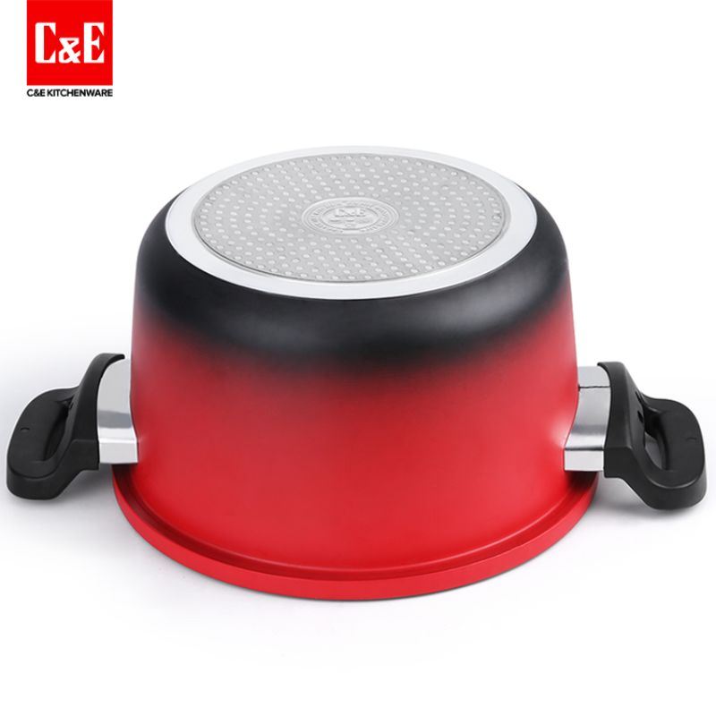 C&E Creative Kitchenware 6L large-capacity micro-pressure pot, upright pot lid, aluminum alloy multi-functional pot, high-temperature nano technology cookware, kitchenware, induction cooker, gas stove, open flame stove, universal for making soup, cooking rice, kitchen and household use details Picture