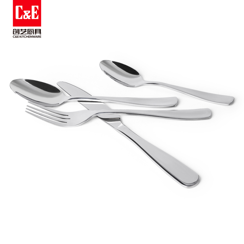 C&E Creative Knife, Fork and Spoon 30-piece Set of fashionable and simple stainless steel tableware, including spoons, dessert spoons, salad forks and knives, is suitable for business, gift-giving, restaurants, hotels and home use details Picture