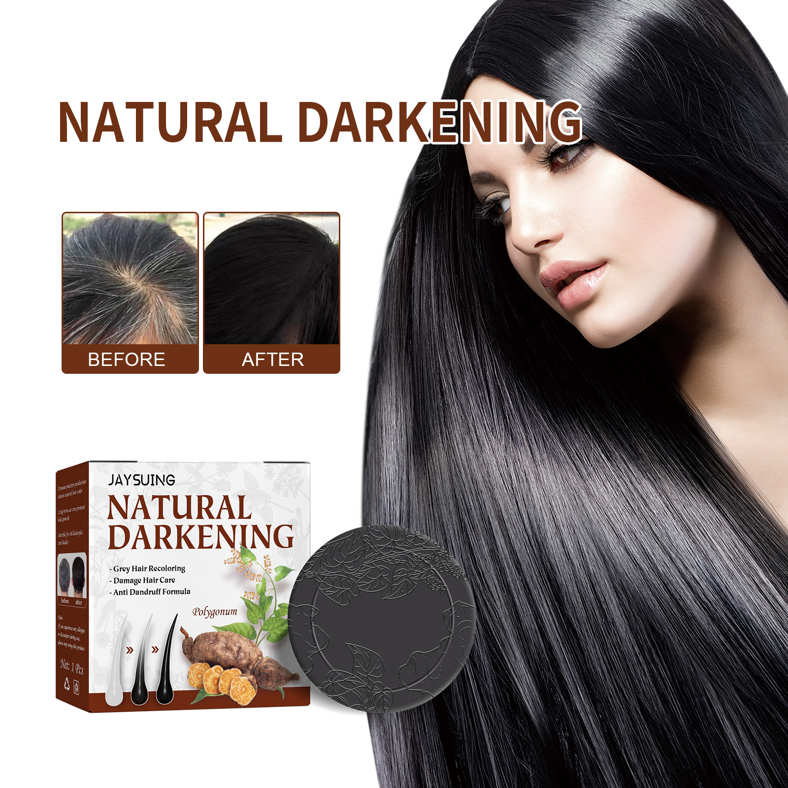 Jaysuing Hair Soap Polythenum Multiflorum Essence Repairing Natural Black Hair Moisturizing and Smoothing Hair Care Soap YL075-J Standard hswbfzhxfz411dn01-