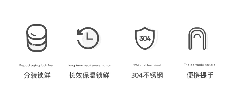 C&E Creative Kitchenware vacuum pot, three-layer stainless steel hand-held lunch box, lunch bucket and insulated lunch box are suitable for kitchens, homes, offices, outdoor picnics pic 5