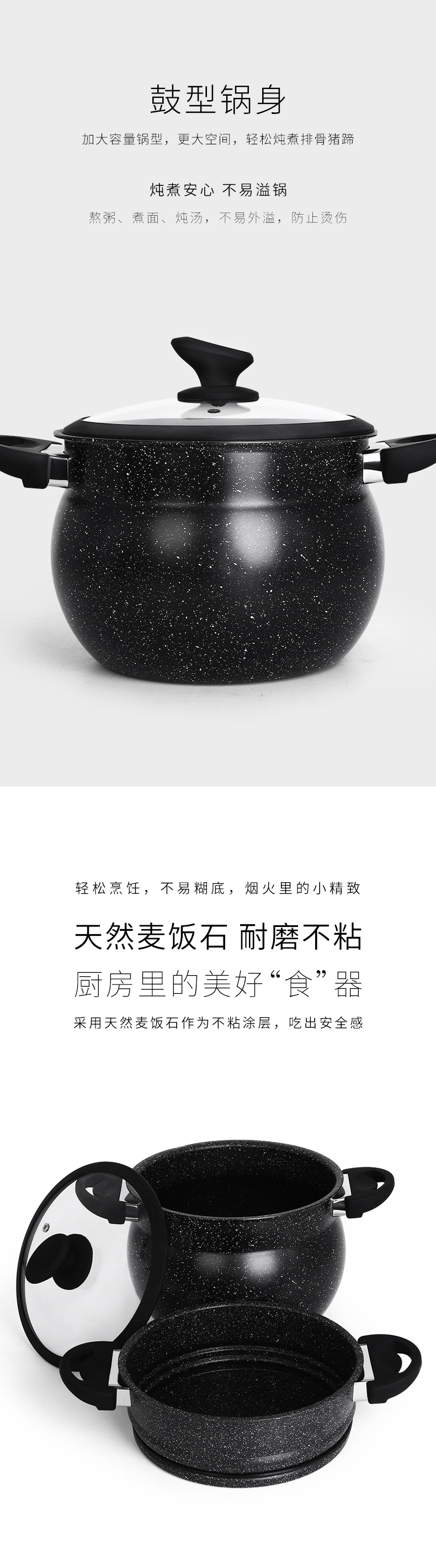 C&E Creative Cast aluminum double-layer steamer, large-capacity multi-functional pot, non-stick pot for boiling and steaming, non-stick steaming rack pic 6