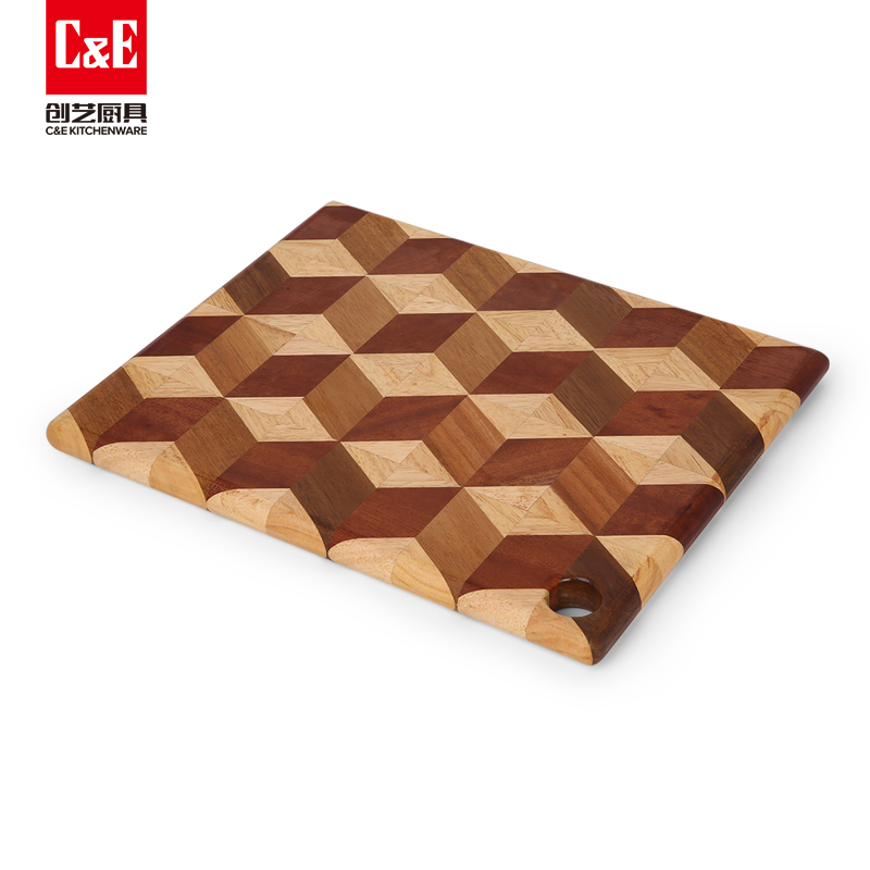 C&E创艺相思木菜板魔方拼图实木砧板打孔设计可挂可提便携收纳新款切菜板图