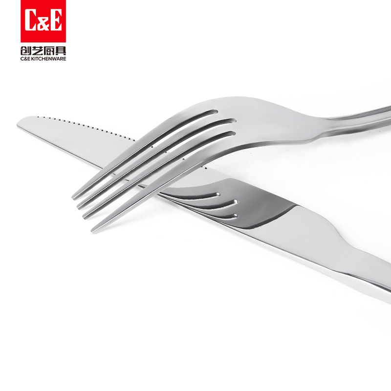 C&E Creative Knife, Fork and Spoon 30-piece Set of fashionable and simple stainless steel tableware, including spoons, dessert spoons, salad forks and knives, is suitable for business, gift-giving, restaurants, hotels and home use Item Picture