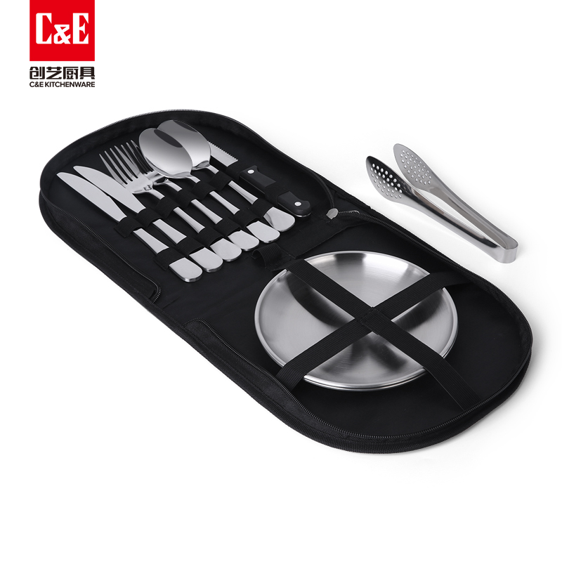 C&E Creative 10-piece knife, fork and spoon set, new simple stainless steel portable outdoor tableware with storage box, suitable for outdoor travel, hotels, restaurants, household use, factory wholesale details Picture