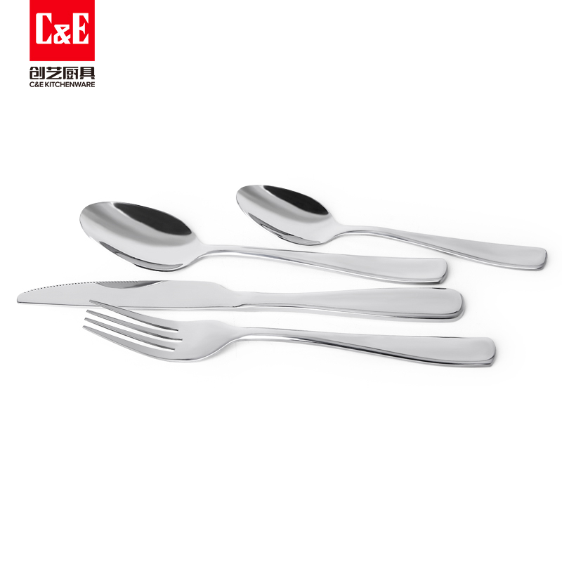 C&E Creative Knife, Fork and Spoon 30-piece Set of fashionable and simple stainless steel tableware, including spoons, dessert spoons, salad forks and knives, is suitable for business, gift-giving, restaurants, hotels and home use Specification image