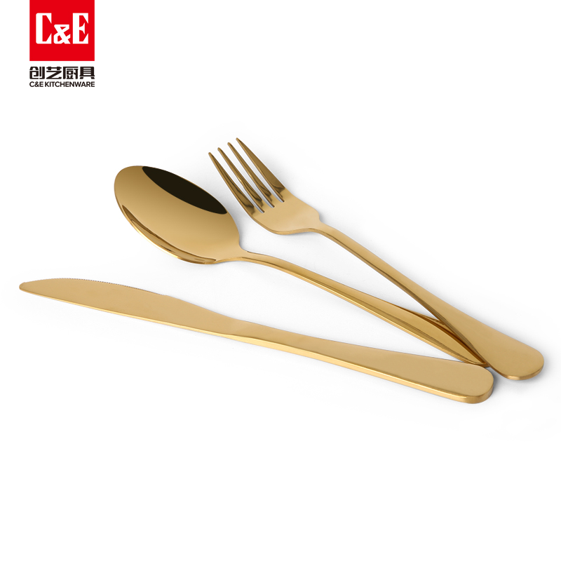 C&E Creative Knife, fork, Spoon, Food tongs, bottle Opener 20-piece Set with storage box, light luxury and simple tableware, portable stainless steel tableware for outdoor travel, home, hotel and restaurant details Picture