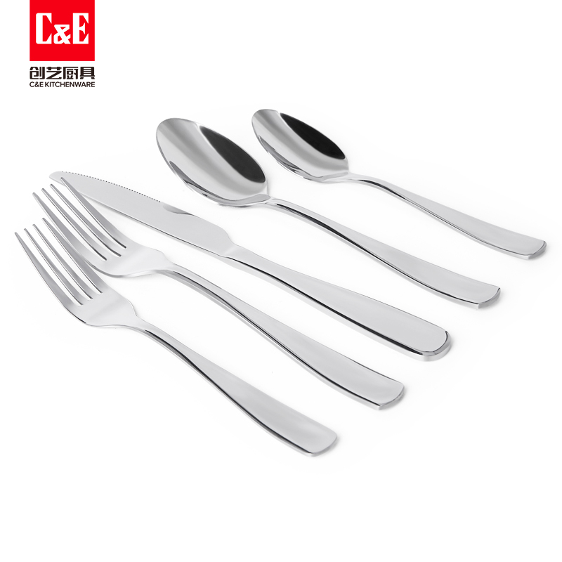 C&E Creative Knife, Fork and Spoon 30-piece Set of fashionable and simple stainless steel tableware, including spoons, dessert spoons, salad forks and knives, is suitable for business, gift-giving, restaurants, hotels and home use