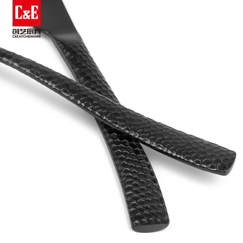 C&E Creative Knife, Fork and Spoon 20-piece Tableware Set, 304 stainless steel, light luxury and simple tableware, dessert spoon, main course knife and spoon, beef rib fork, suitable for restaurants, hotels, eateries and home use Application Scenario