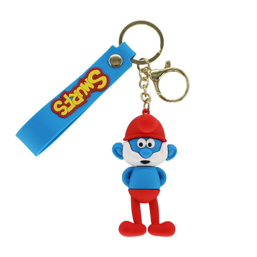 Wholesale of cartoon creative Smurf keychain pendants, car keychain pendants, exquisite schoolbag decorations and small gifts Item Picture