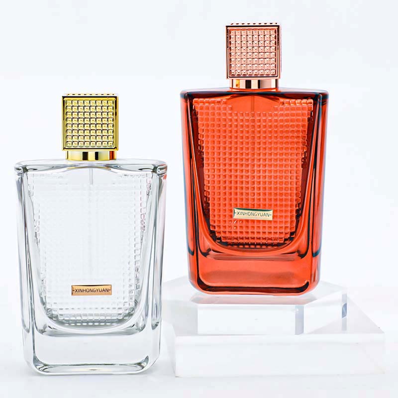 100ml perfume bottle, thickened aluminum label design, press-type spray nozzle, empty glass bottle