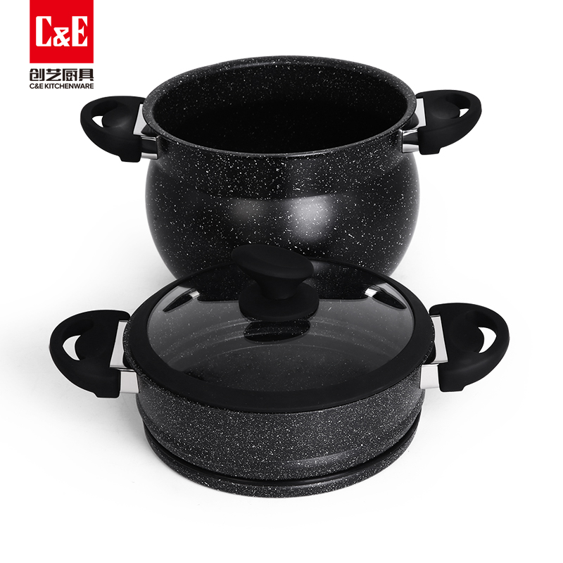 C&E Creative Cast aluminum double-layer steamer, large-capacity multi-functional pot, non-stick pot for boiling and steaming, non-stick steaming rack Specification image