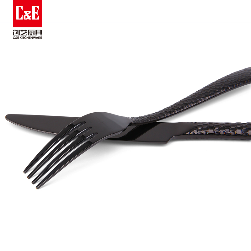 C&E Creative Knife, Fork and Spoon 20-piece Tableware Set, 304 stainless steel, light luxury and simple tableware, dessert spoon, main course knife and spoon, beef rib fork, suitable for restaurants, hotels, eateries and home use Item Picture