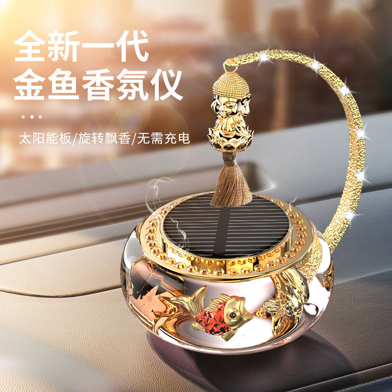 车载香薰太阳能旋转佛