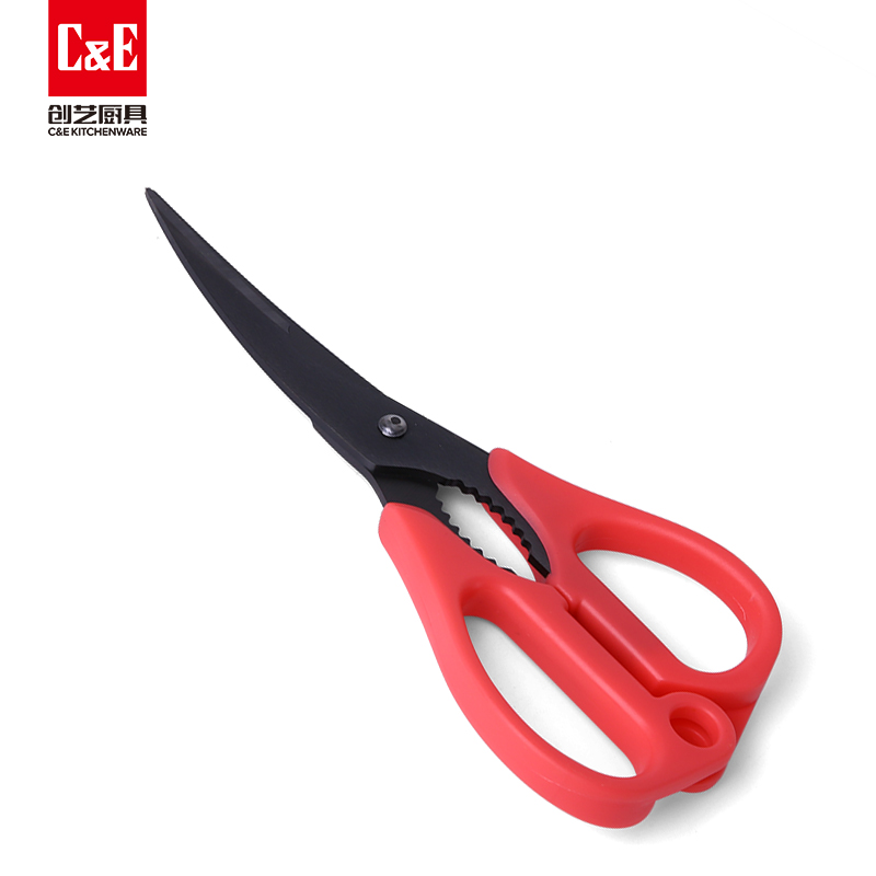 C&E创艺多功能钛金剪刀高碳钢便携悬挂剪刀不易生锈厨房用品
