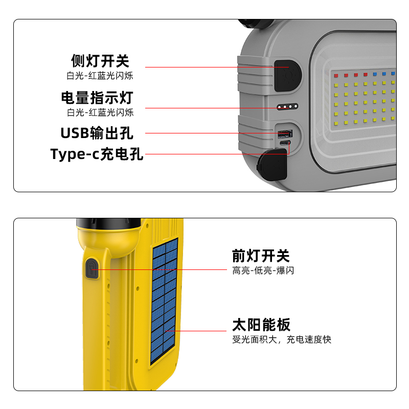多功能太阳能露营灯强光手提灯双光源照明应急灯23037露营灯便携式帐篷灯户外照明氛围灯LED警示应急露营灯详情4