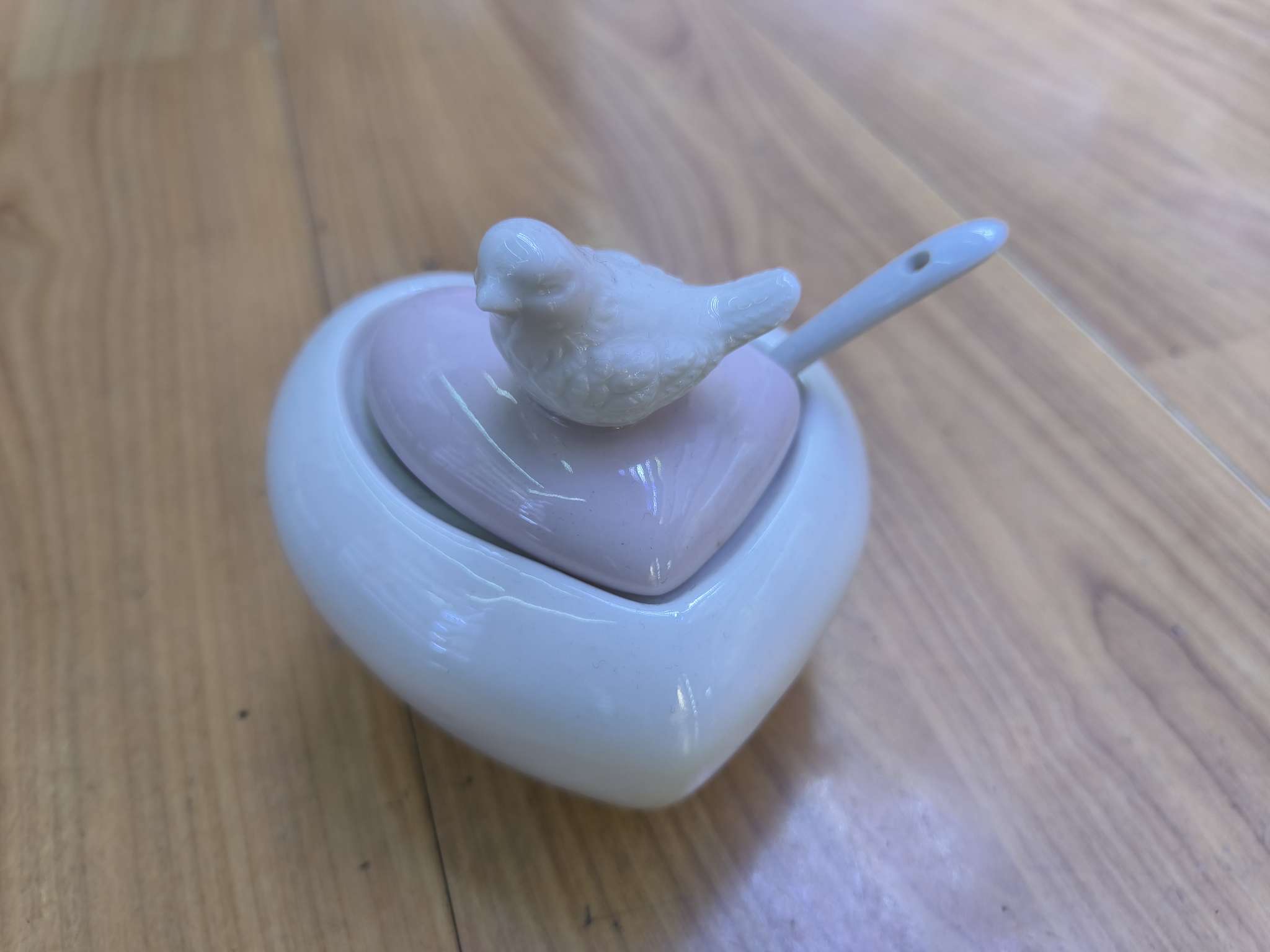 陶瓷调味罐，心形小鸟调味罐