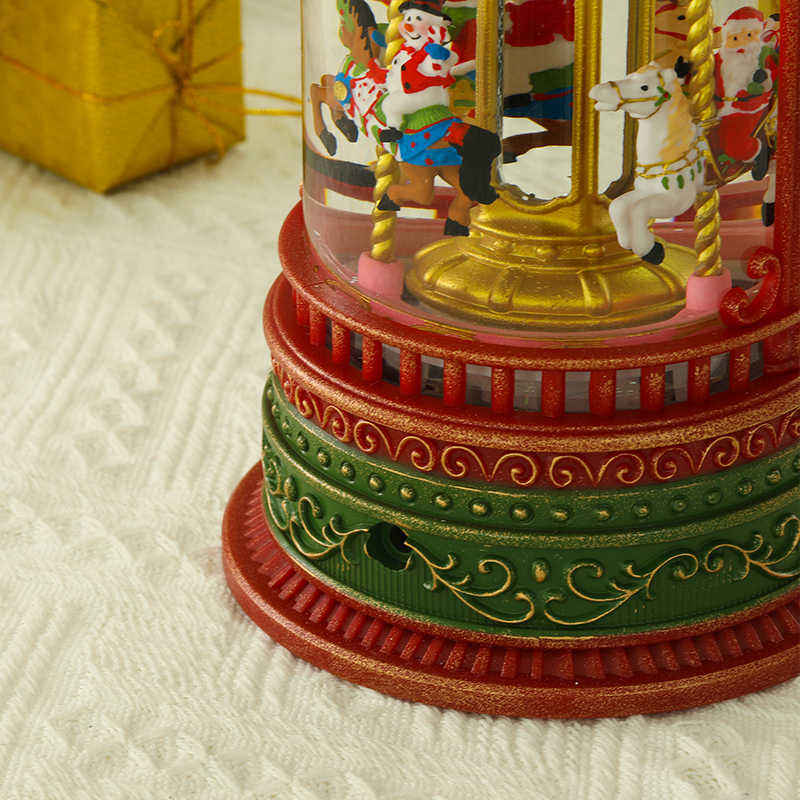 Christmas court amusement horse music box, snowflake crystal ball, music box, children's gift-giving scene display Specification image