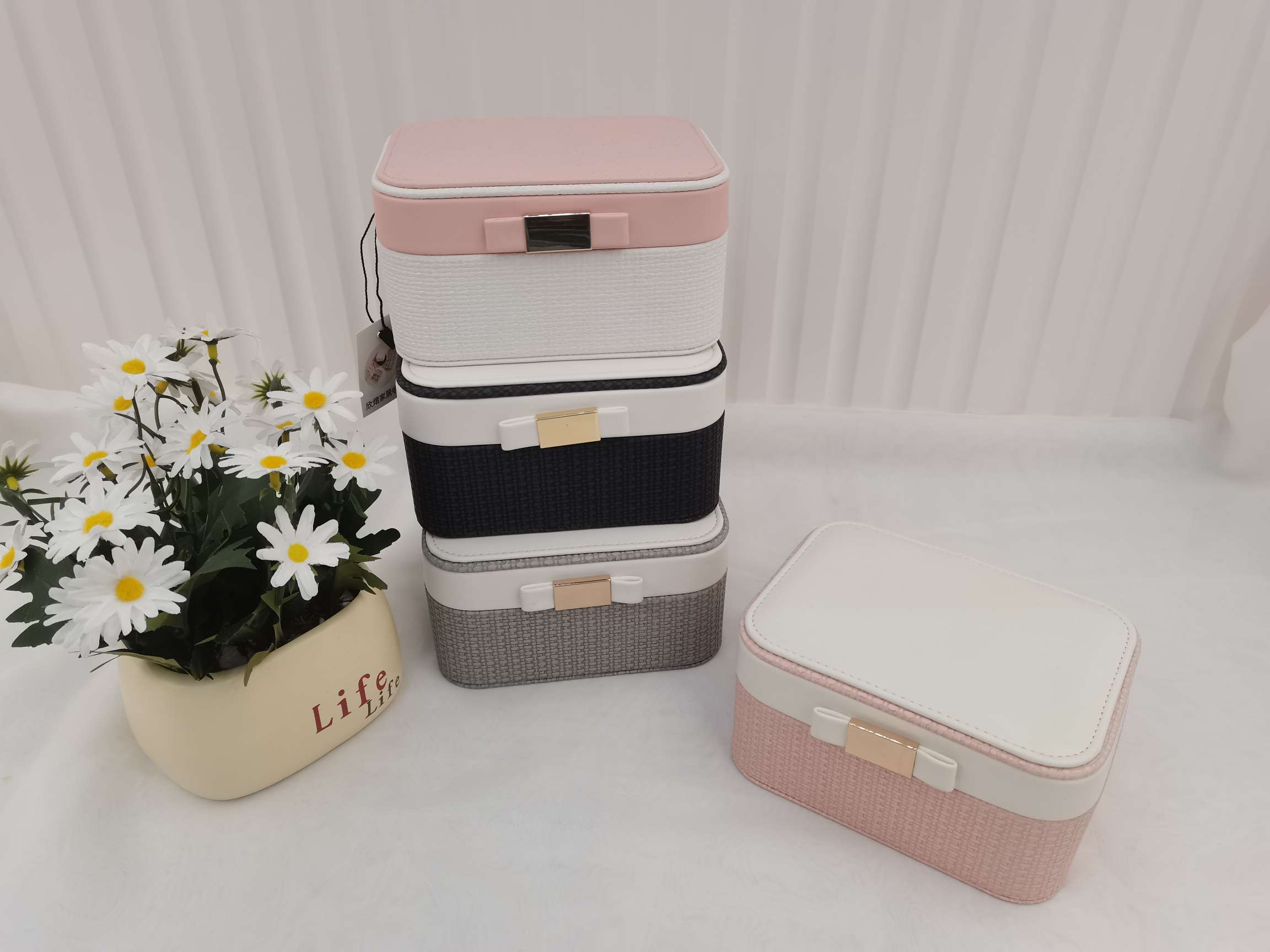 拼色双层首饰盒