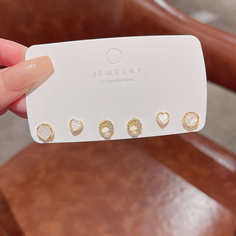 S925银针精致锆石养耳套装