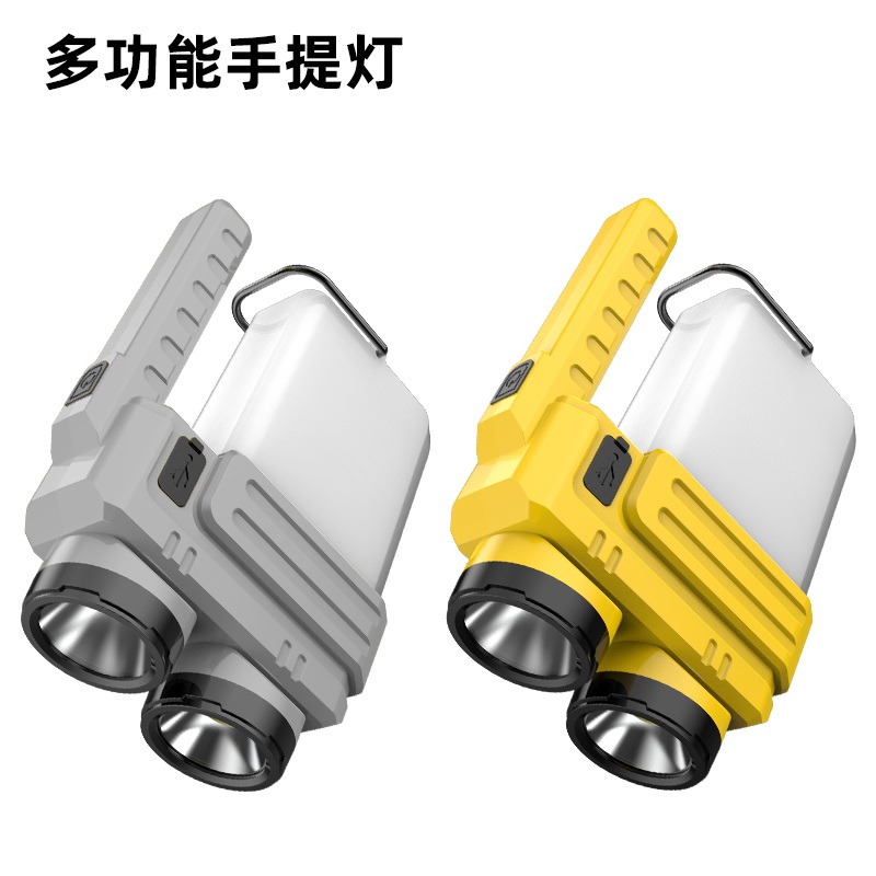 户外钓鱼手电筒LED便携式手电筒强光探照灯家用手电筒多功能手提灯充电宝露营灯暖光氛围灯户外防水应急手电筒