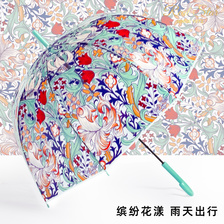 星宝伞RST950A水仙花透明雨伞长柄伞塑料女生ins风格长柄雨伞长伞批发