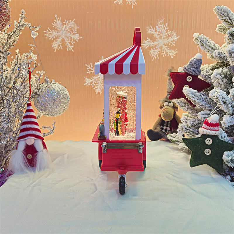 Christmas cart, elderly music box, snowflake crystal ball, music box, children giving gifts, scene display items details Picture