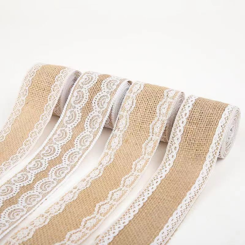Linen lace, wide linen rope strip, decorative lace, linen roll, diy handmade materials and accessories, 6cm*2y Specification image