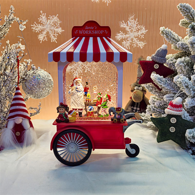 Christmas cart, elderly music box, snowflake crystal ball, music box, children giving gifts, scene display items Item Picture