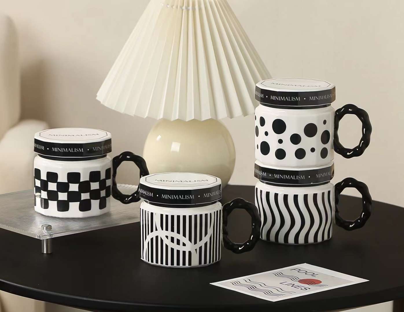 陶瓷杯，黑白格，条纹，圆点陶瓷杯工艺品，礼品详情图8