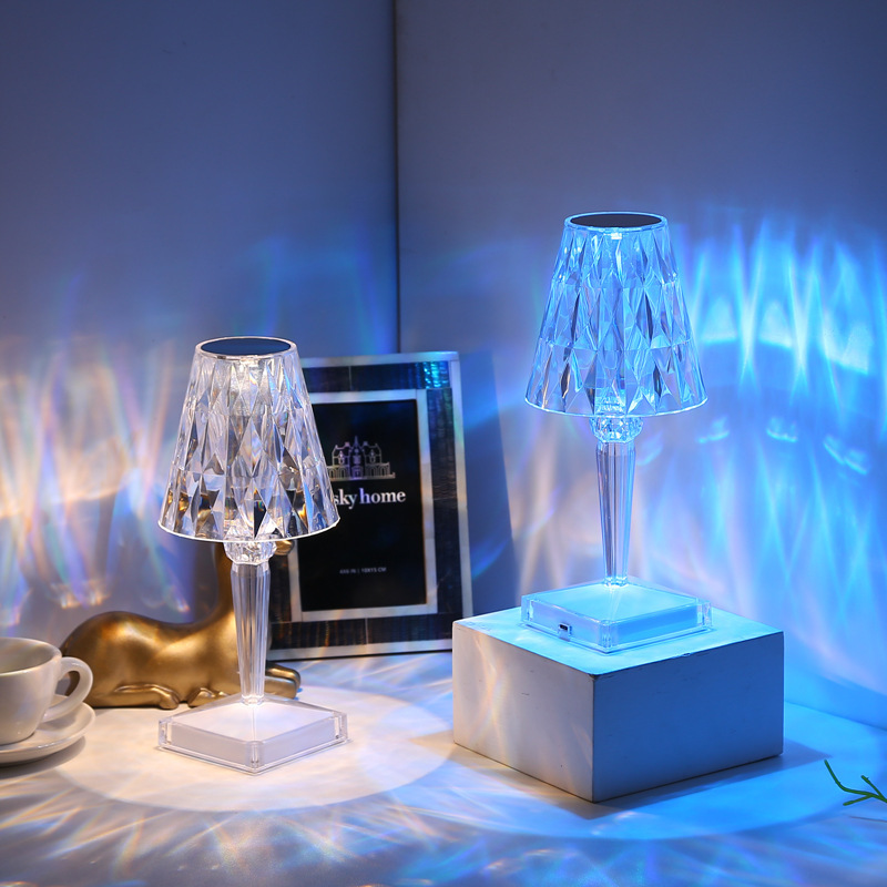 Net Red Atmosphere Lamp Bedroom Bed Simple Crystal Lamp Creative Charging Nightlight Gift details Picture