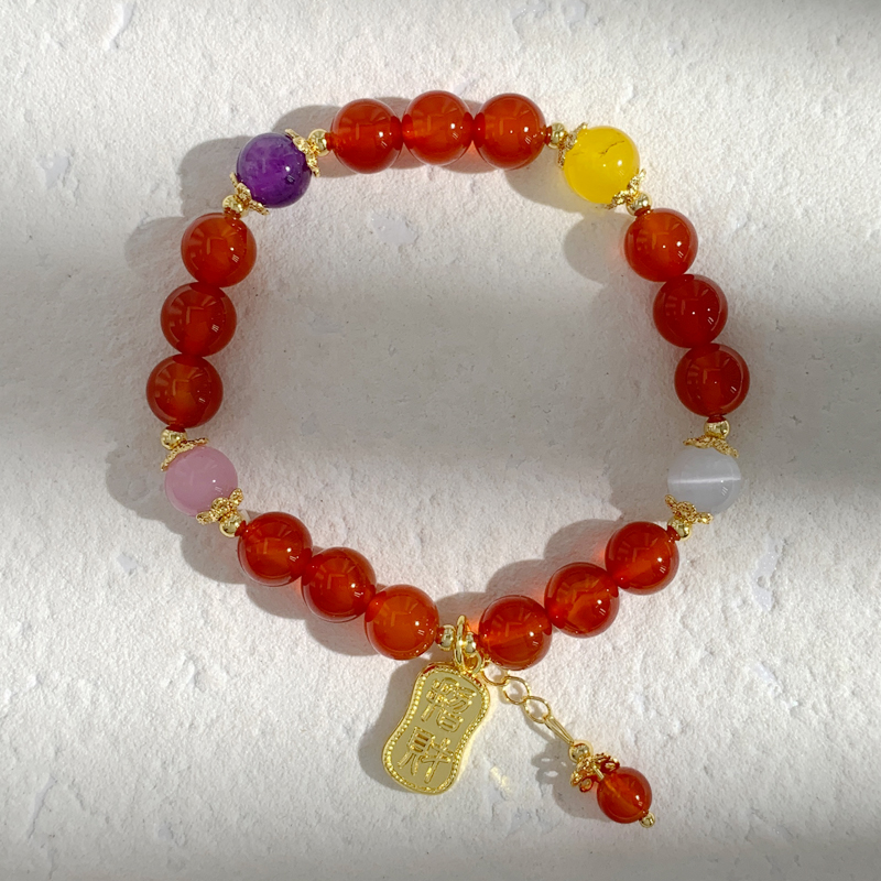 红玛瑙手链原创DIY高级感设计