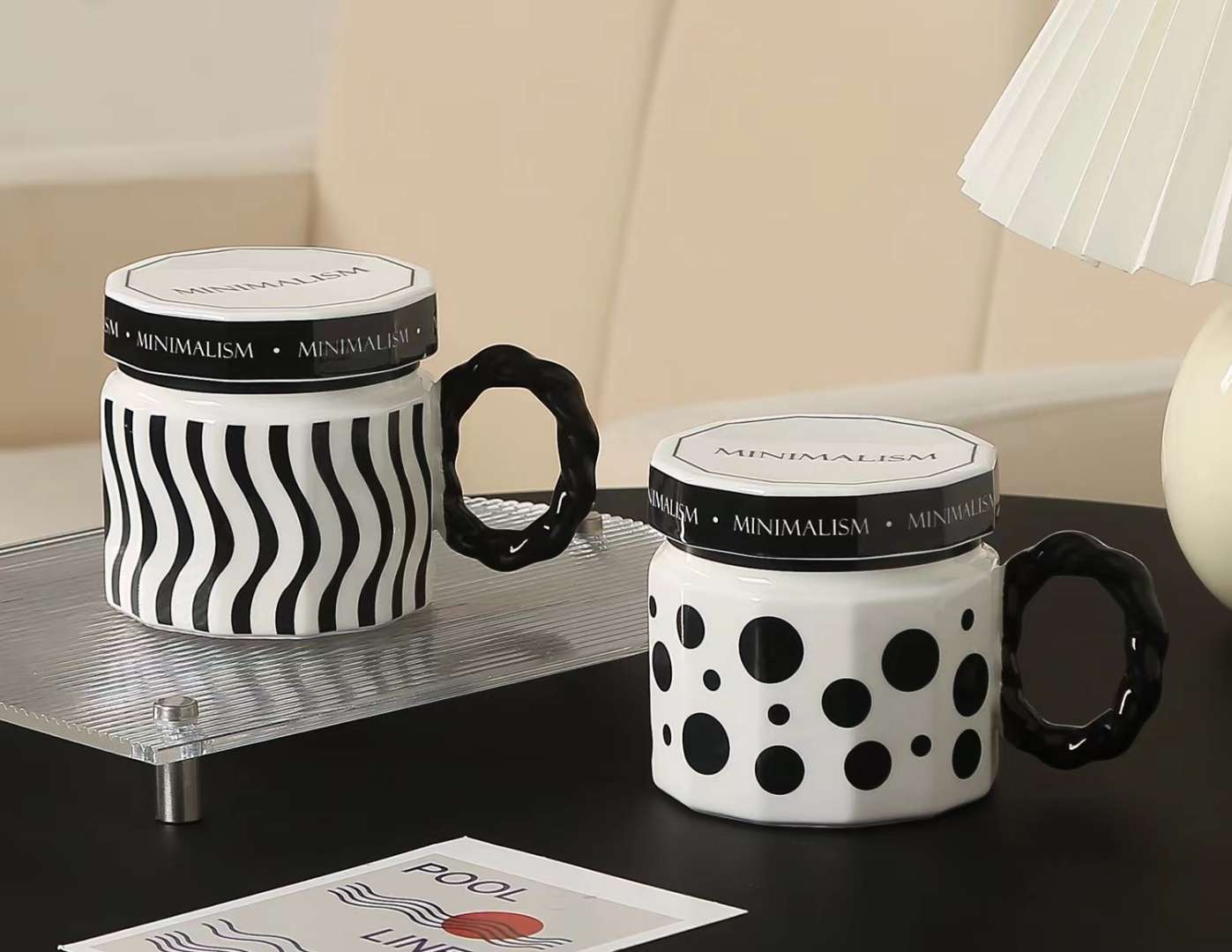 陶瓷杯，黑白格，条纹，圆点陶瓷杯工艺品，礼品详情图6