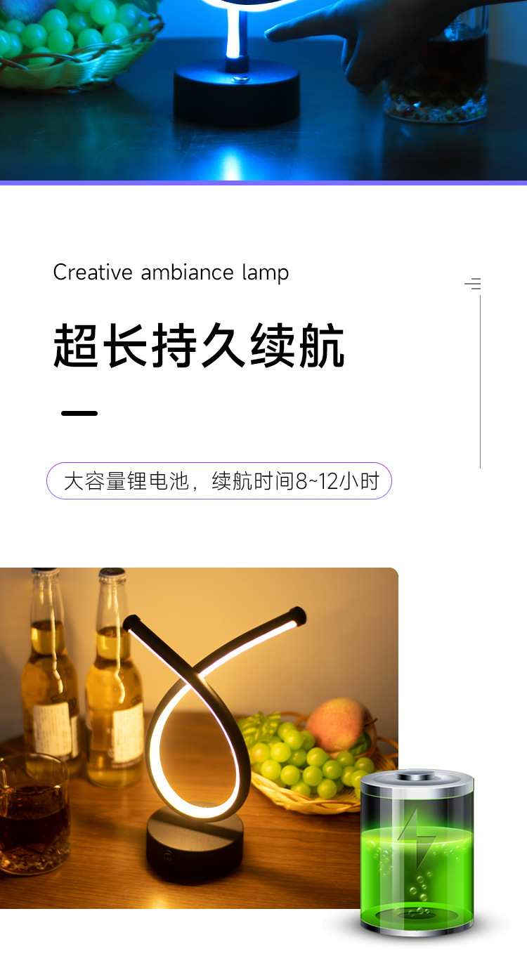 Modern Simple Led Rechargeable Table Lamp Eye Protection Table Lamp Bedroom Bedside Lamp Hotel Bar Creative Desk Lamp Wholesale Night Light Night Light undefined