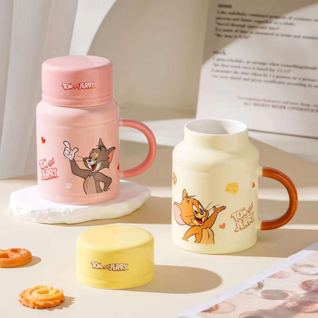 SJ猫和老鼠陶瓷杯，工艺品，礼品杯，正版授权白底实物图