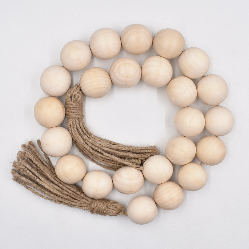 原木流苏串，木质珠子串，串珠，DIY流苏木珠串，木珠白底实物图