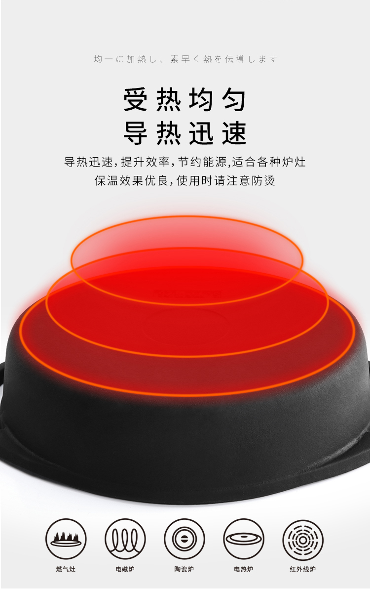 C&E创艺铸铁煎锅日式简约大容量多功能锅煎炒煮炖火锅聚餐厨房用品详情8
