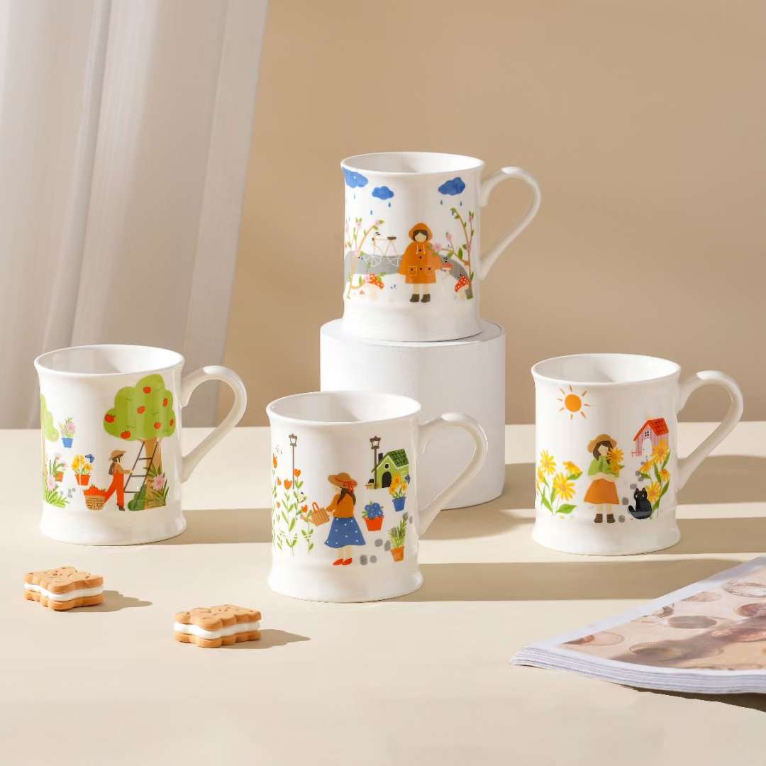 花园女孩陶瓷杯，工艺品，礼品
