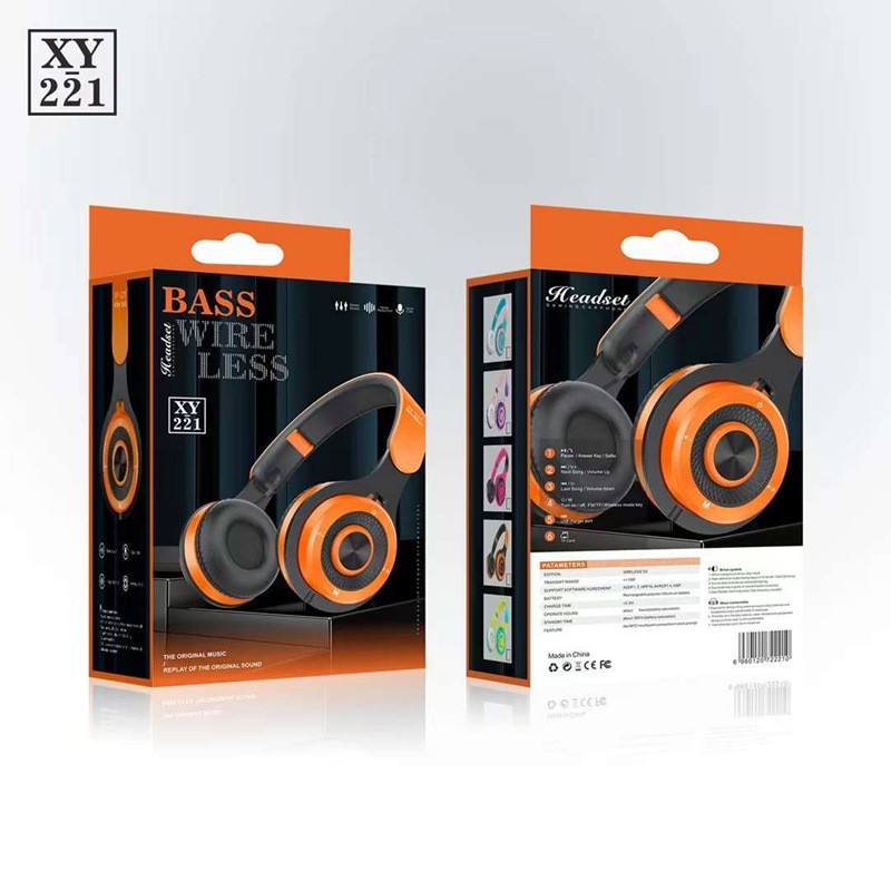 跨境新款XY-221儿童拼色蓝牙耳机头戴式无线可折叠立体声音乐学习