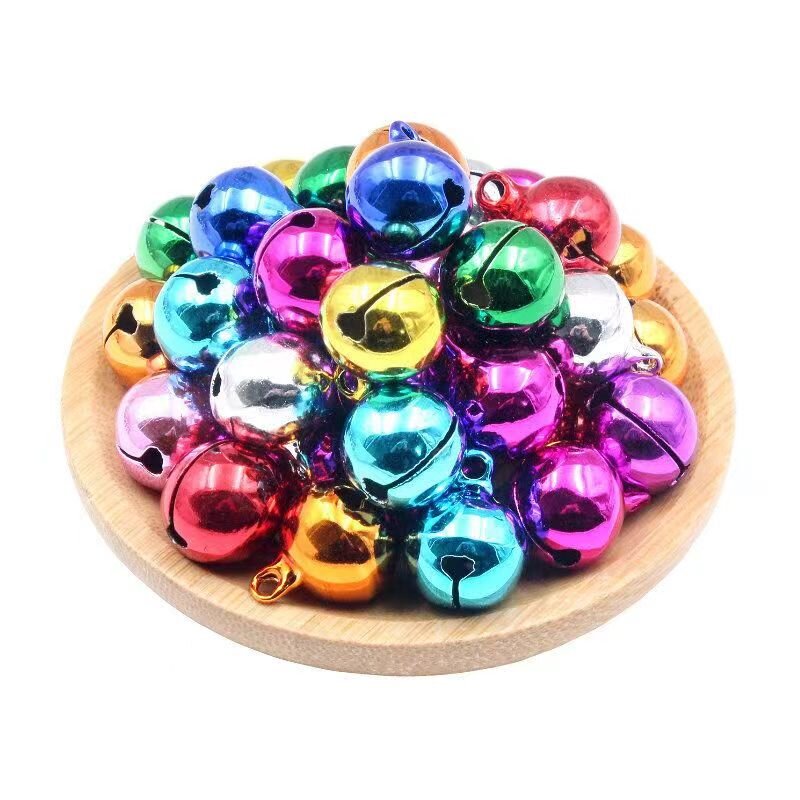 diy copper bell keychain, colorful mixed color 8mm electroplated bell, small bell, copper bell, pet small bell Item Picture