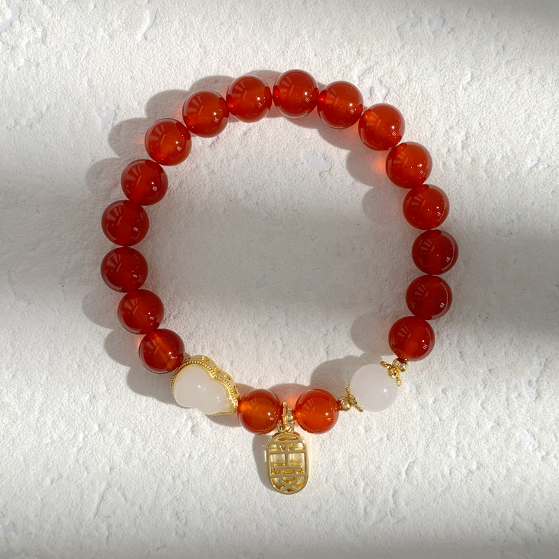 手链/手串/珍珠手链/手链批发/火山石手链白底实物图