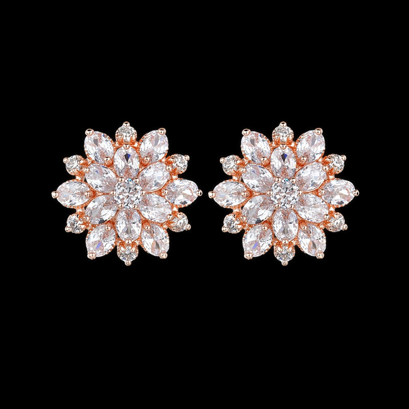 Big flower girl earrings S925 needle air net red zircon earrings source factory ruby inlaid advanced earrings details Picture