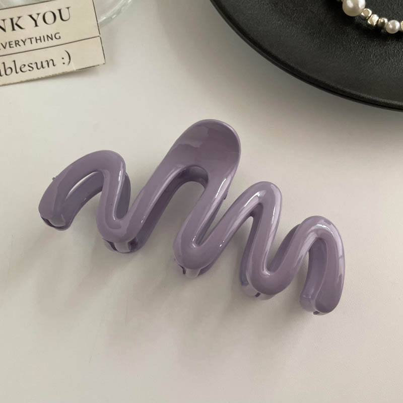13Cm Wave Purple Oversized Cream Dopamine Wave Grab Clip Summer Hair Clip Women's Back Of The Head Bun Shark Clip Simple Headwear